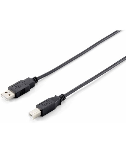 Equip USB A/USB B 2.0 1.8m 1.8m USB A USB B Mannelijk Mannelijk Zwart USB-kabel