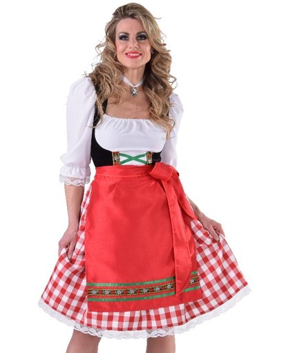 Halflange Dirndl met rood schort | Tiroler Oktoberfest kleding maat M (38/40)