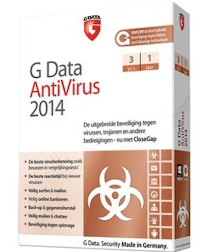 G Data AntiVirus 2014 - Nederlands / 3 Pc's / 1 Jaar