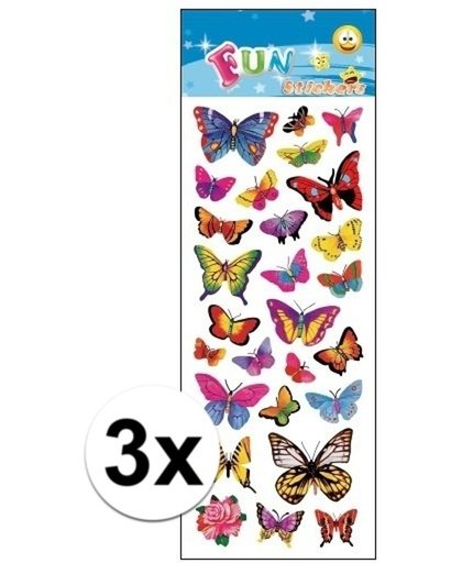 3x Stickervellen stickers vlinders