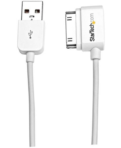 StarTech.com USB iPhone / iPad und iPod Ladekabel links gewinkelt 2m - USB auf Apple Dock Datenkabel - Weiß Handykabel