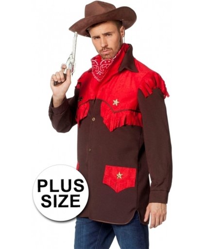 Grote maten cowboy verkleed shirt voor heren 58 (3xl)