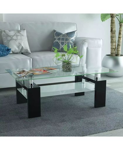 Hoogglans salontafel met legplank 110x60x40 cm zwart