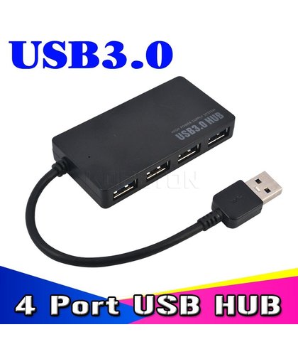 Compacte USB 3.0 Hub / Verdeler / Switch / Splitter 4 Poorts - Supersnelle bestandsoverdracht tot 5 Gbps - Zwart