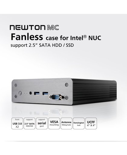 Akasa Newton MC, Fanless solid Aluminium case for Intel NUC