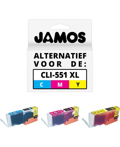 Jamos - Inktcartridge / Alternatief voor de Canon CLI-551C/M/Y XL Kleuren Set