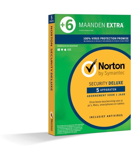 Norton Security Deluxe 3.0 - Nederlands / 5 Apparaten / 1.5 Jaar / Windows / Mac / iOS / Android
