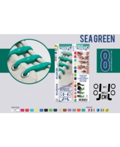 8 stuks Shoeps basic Seagreen zee groen blauw - Elastische flexibele schoenveters veter strips