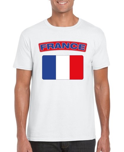 Frankrijk t-shirt met Franse vlag wit heren - maat L