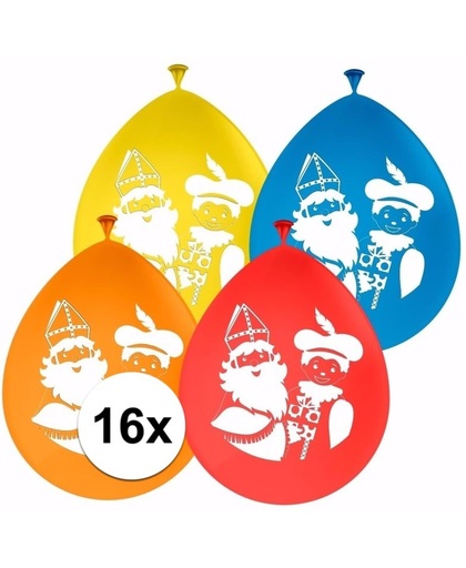 Sinterklaas - Sinterklaas versiering ballonnen - 16 stuks - Sint en Piet ballonnen