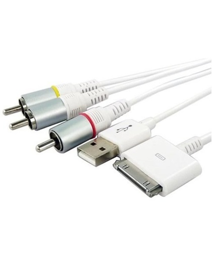 Dolphix Composiet AV kabel compatibel met Apple iPod, iPhone en iPad - 1,5 meter