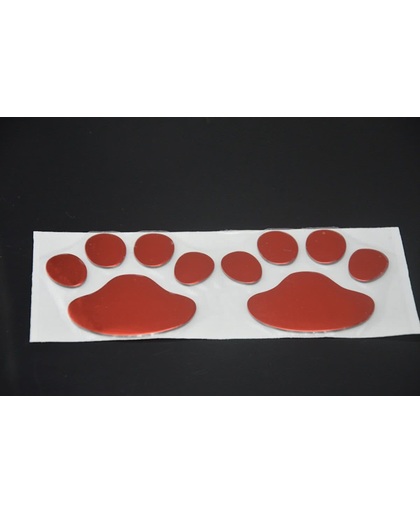 2 Stuks Rode bere / honden poot sticker (3D) - NBH®