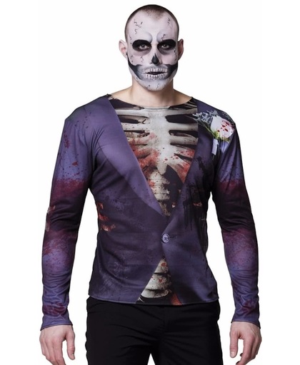 Halloween - Heren shirt met zombie bruidegom M/l (50-52)