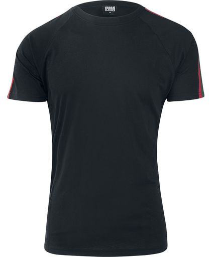 Urban Classics Stipe Shoulder Raglan Tee T-shirt zwart-groen-rood