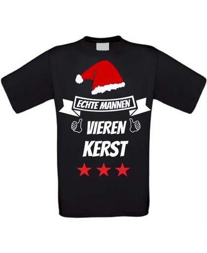 Echte mannen vieren kerst T-shirt maat XXL zwart