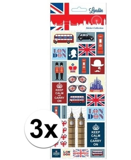 3x Stickervel Keep Calm and Carry On Londen stijl