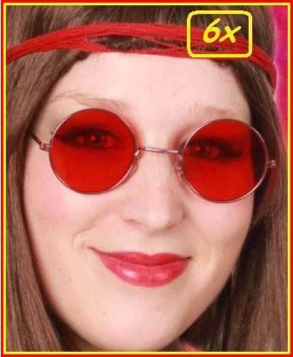 6x Hippie bril 60s rood