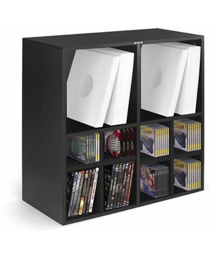 LP vinyl kast meubel multifunctioneel uit te breiden voor opslag Vinyl + CD + DVD (zwart)