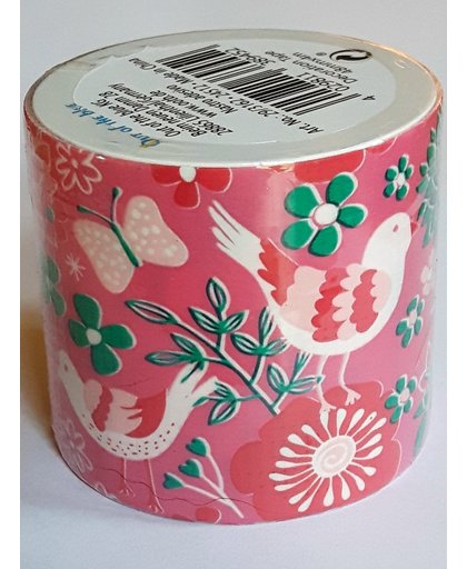 LeuksteWinkeltje masking tape Roze met Vogels O - decoratie washi papier tape - 48 mm x 4 m