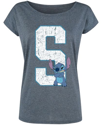 Lilo & Stitch 626 - Stitch Girls shirt blauw gemêleerd
