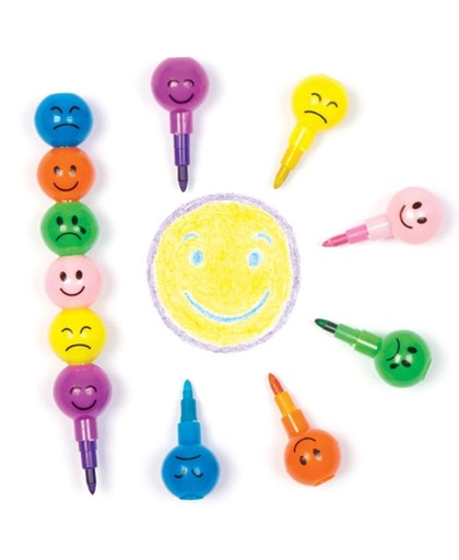 Waskrijtjesset met grappige emoji's voor kinderen – een leuk speeltje voor uitdeelzakjes voor kinderen (5 stuks per verpakking)