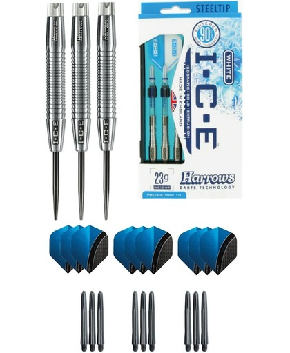 Harrows - ICE 24 gram Ringed grip - dartpijlen - plus 3 sets - dartshafts - en 3 sets - dartflights
