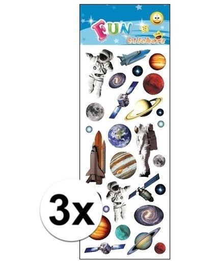 3x Stickervel ruimtevaart - 23 stickers per velletje