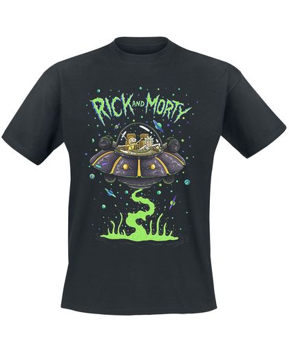 Rick And Morty Spaceship T-shirt zwart