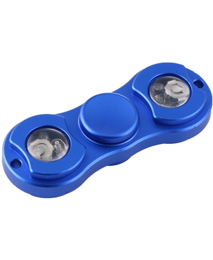 Glowing Fidget Spinner Toy Stress rooducer Anti-Anxiety Toy met blauw + rood LED licht voor Children en Adults, 1 Minute Rotation Time, R188 Steel Beads Bearing + Aluminum materiaal, Two Leaves(blauw)