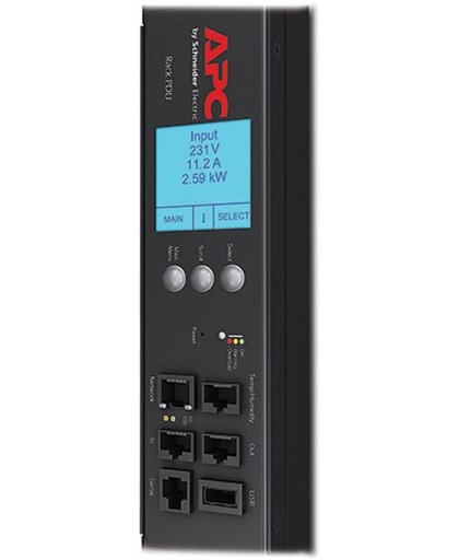 APC Rack PDU, Metered-by-Outlet with Switching, ZeroU, 400V, (21x) C13 & (3x) C19, IEC 309 16A 3Fase stekker