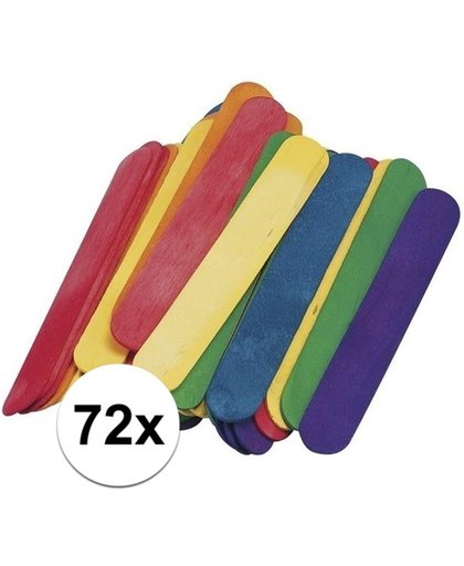 72 gekleurde ijsstokjes knutselhoutjes 15 x 2 cm - knutselstokjes
