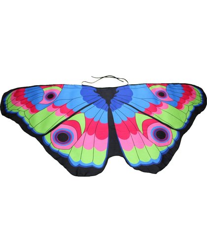 Vlinder Vleugels Cape | Blauw/Roze/Groen | Kinder - Peuter Verkleedkleding