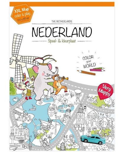 Very Mappy Nederland: XXL speel- & kleurplaat van Nederland