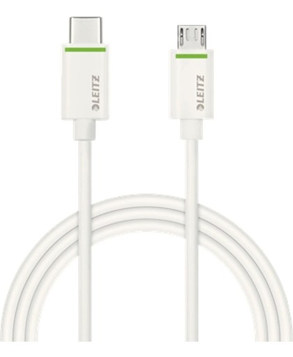 Leitz 63360001 1m Micro-USB B USB C Mannelijk Mannelijk Wit USB-kabel