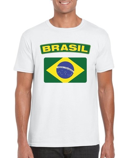 Brazilie t-shirt met Braziliaanse vlag wit heren M