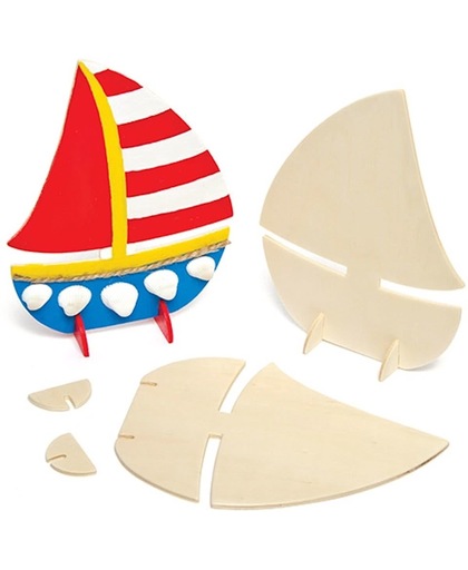 Maak ontwerp je eigen staande houten bootdecoraties - knutselspullen voor kinderen (6 stuks)