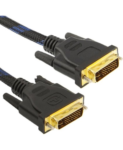Geweven nylon stijl DVI-I Dual Link 24+5 Pin mannetje naar mannetje Video kabel, Kabel lengte: 5 meter