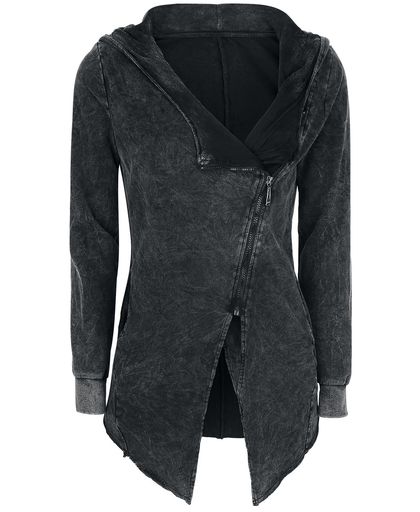 Forplay Asymmetric Vintage Zipper Girls vest met capuchon zwart