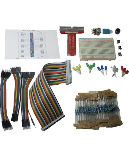 GPIO starter kit voor Raspberry Pi: breadboard, cobbler, LEDs, weerstanden en meer