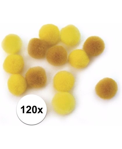 120x gele knutsel pompons 15 mm - hobby balletjes