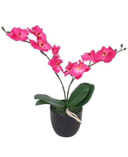 vidaXL Kunst orchidee plant met pot 30 cm rood