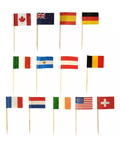 Internationale vlag prikkers 500 stuks - cocktailprikkers