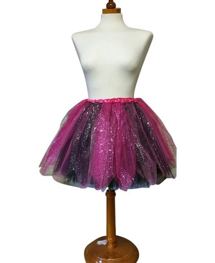 Tutu, petticoat pink/zwart en glitters