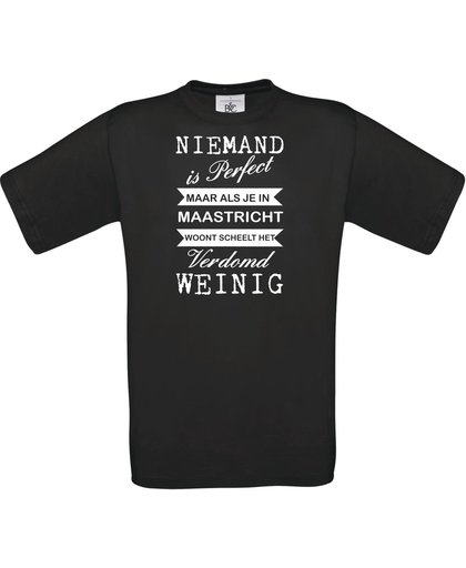 Mijncadeautje - unisex T-shirt - niemand is perfect - woonplaats naar keuze - Zwart (maat S)