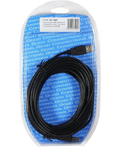 Alcasa USB 2.0 10m 10m USB A USB B Mannelijk Mannelijk Zwart USB-kabel