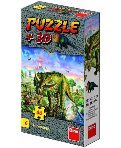Dino puzzel 60 stuks met figuur Triceratops