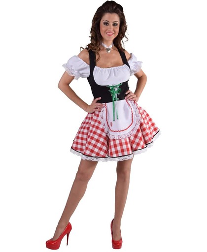 Tiroolse jurkje met geruite rok | Dirndl rood/wit Oktoberfestkleding dames maat 50/52