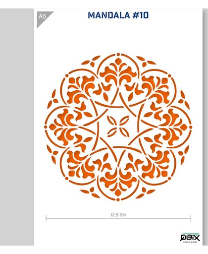 A5 Mandala Sjabloon - Karton Stencil - Mandala diameter is 12,5cm