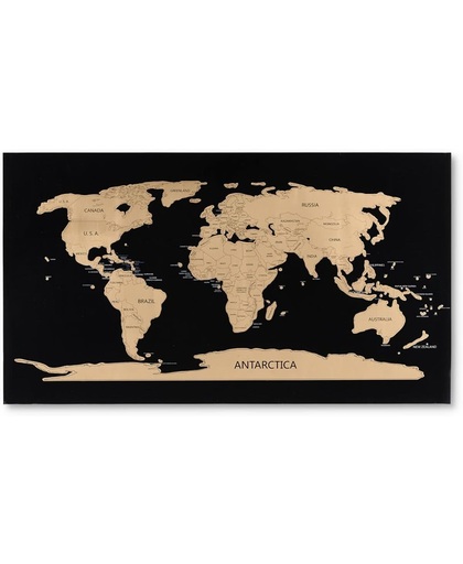Deluxe World Scratch Map | Luxe Zwarte Wereld Kraskaart | Kraskaart Scratchmap |Wereldkaart Kras Poster Groot 83 x 60 cm | Gadgetartikel | Cadeauartikel