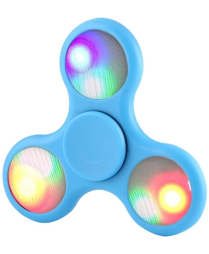Glowing Fidget Spinner Toy Tri-Spinner Stress rooducer Anti-Anxiety Toy met RGB LED licht voor Children en Adults, 1.5 Minutes Rotation Time, Big Steel Beads Bearing(Baby blauw)